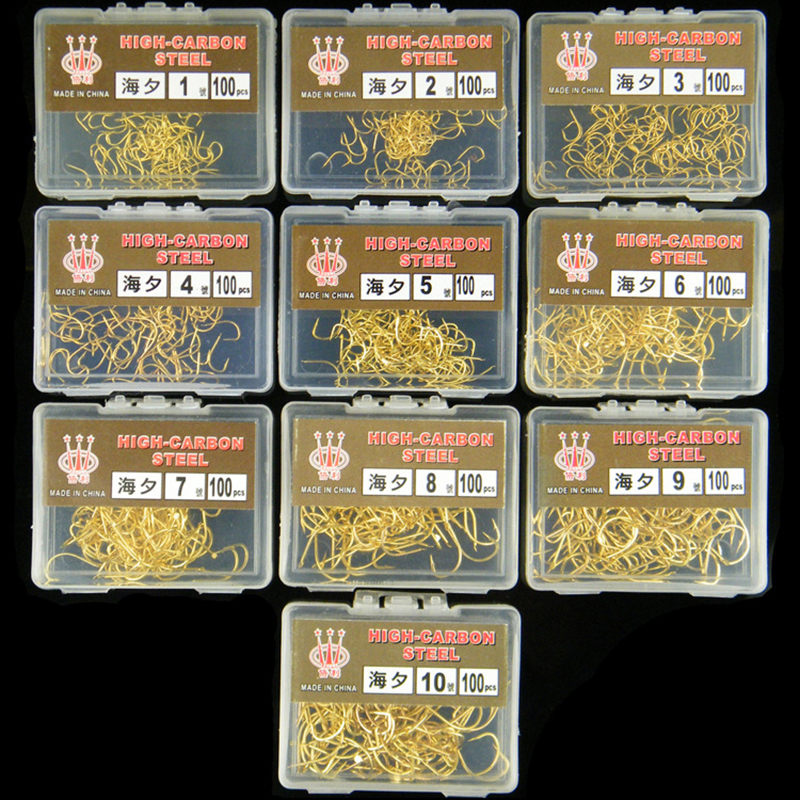 Fishing Hook Assortment - 【100pcs Boxed Haiyu Fish Hooks Barbed