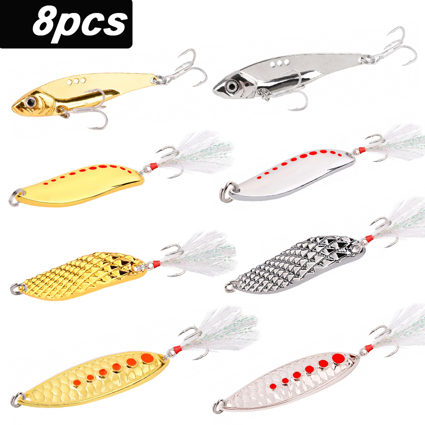 8PCS/Set Lure Metal Spinner Sp - огляд і ціна Fishing Hook Treble