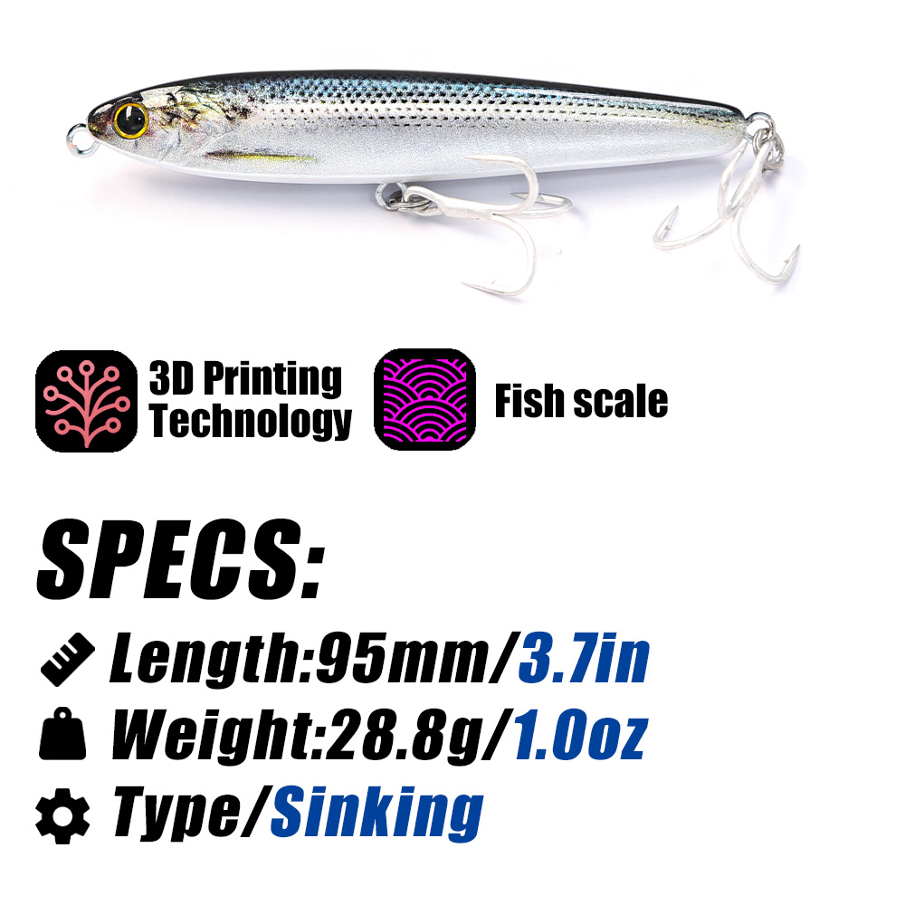 B&U Sinking Pencil Fishing Lur - огляд і ціна Fishing Hook Treble
