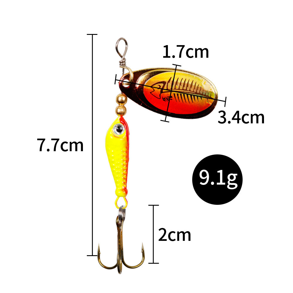 10pcs/Set Spinner Lures 9.1g 7 - огляд і ціна Fishing Hook Treble