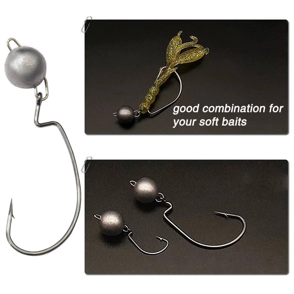 5Pcs Metal Jig Head Worm Hooks - огляд і ціна Fishing Hook Offset