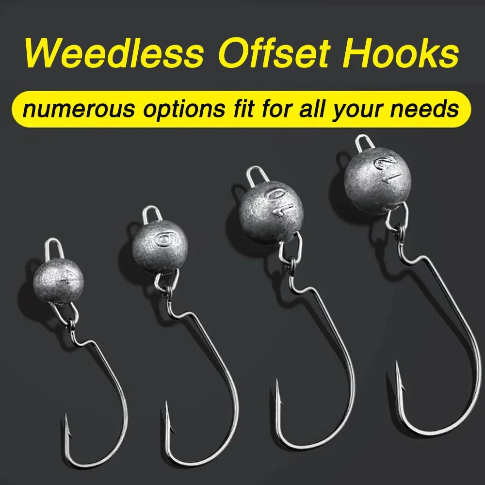 5Pcs Metal Jig Head Worm Hooks - огляд і ціна Fishing Hook Offset
