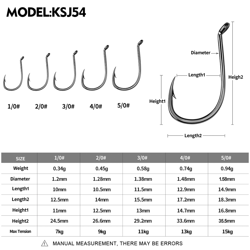 KATYUSHA  100PCS J Hooks 1/0-2 - огляд і ціна Fishing Hook Offset